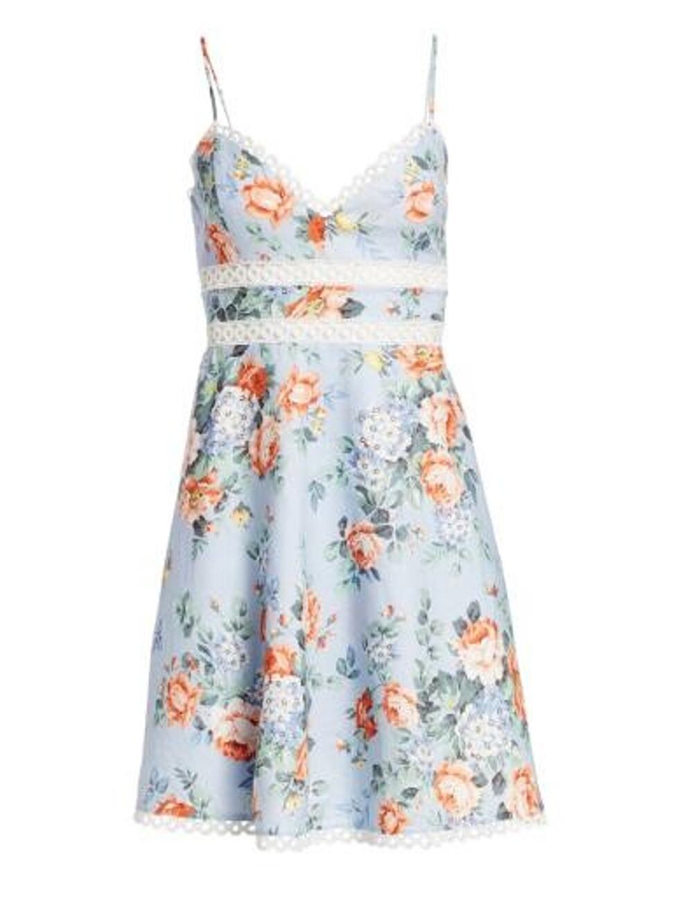 Zimmermann Bowie Floral Lace Eyelet A-Line Sun Mini Dress - S